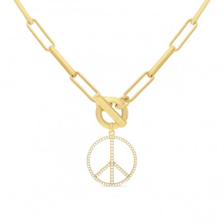 PEACE WHITE ZIRCONS GOLD PLATED