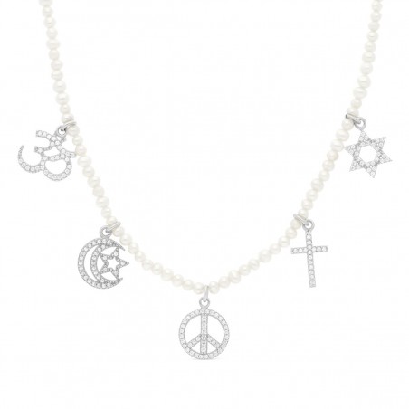 RHODIUM PLATED SILVER RELIGIONS WITH PEARLS