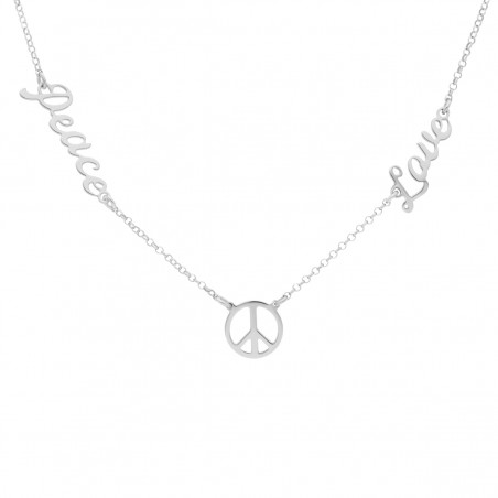 RHODIUM PLATED SILVER PEACE AND LOVE