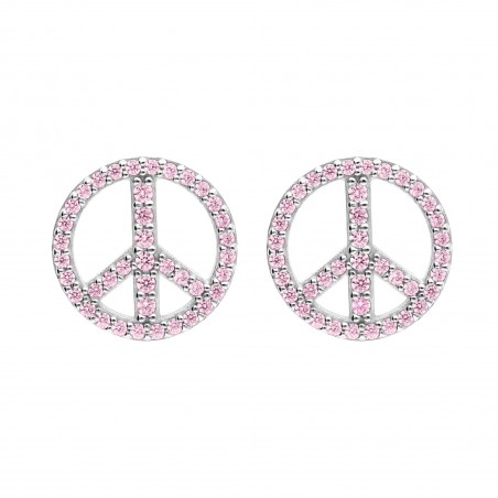 PINK ZIRCONS PEACE - RHODIUM-PLATED SILVER